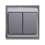 Выключатель 2-клавишный Schneider Electric MUREVA, открытый монтаж, серый