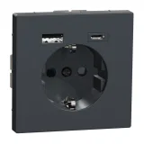 Schneider Electric MTN2367-6034 розетка с 2xUSB, скрытый монтаж, антрацит