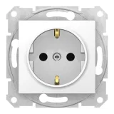 Розетка Schneider Electric SEDNA, скрытый монтаж, с заземлением, со шторками, белый