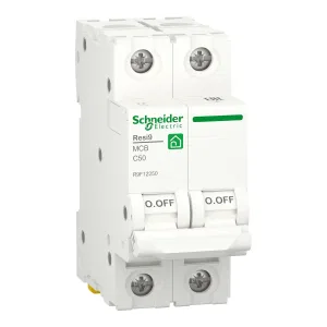 R9F12250 Автоматический выключатель Schneider Electric Resi9, 2 полюса, 50A, тип C, 6kA (ШНАЙДЕР) R9F12250 Автоматический выключатель Schneider Electric Resi9, 2 полюса, 50A, тип C, 6kA (ШНАЙДЕР)